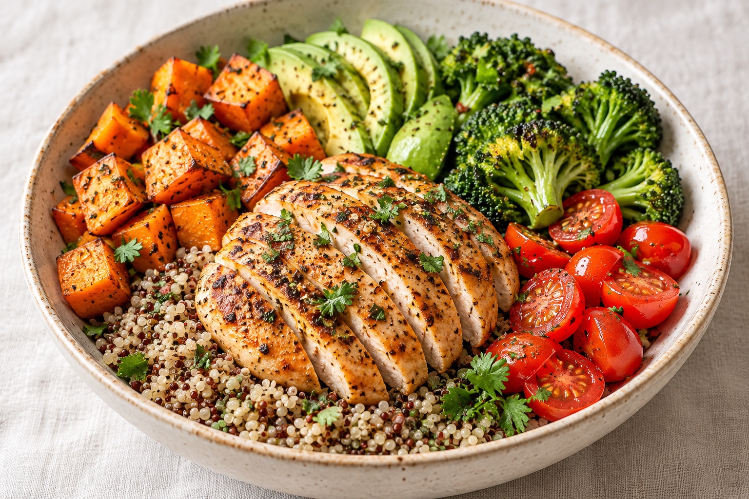Crispy chicken nourish bowl